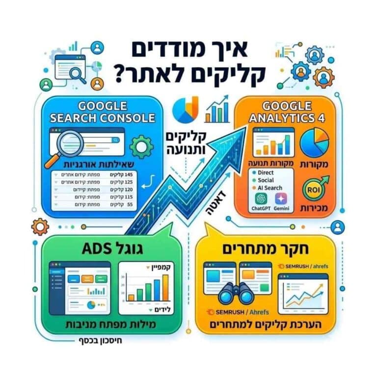 איך לבדוק קליקים וגולשים שנכנסים לאתר שלי