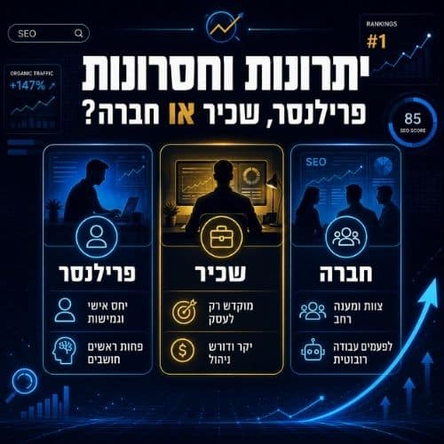 מה עדיף לבחור לקידום אתרים, פרילנסר, שכיר או חברה?