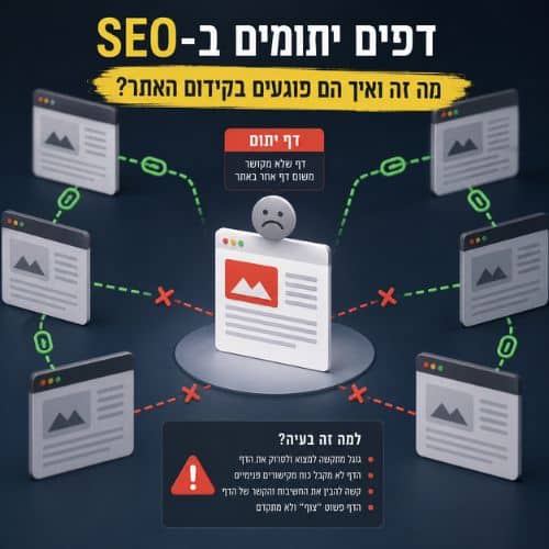 דף יתום ב-SEO – עמוד ללא קישורים פנימיים שמנותק משאר האתר ועלול לפגוע בקידום האורגני