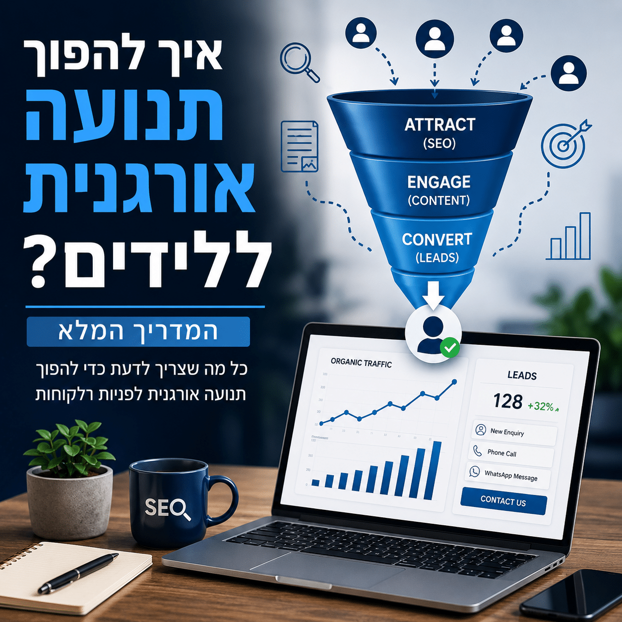 הפיכת תנועה אורגנית ללידים באמצעות קידום אתרים, תוכן איכותי ואופטימיזציה להמרות
